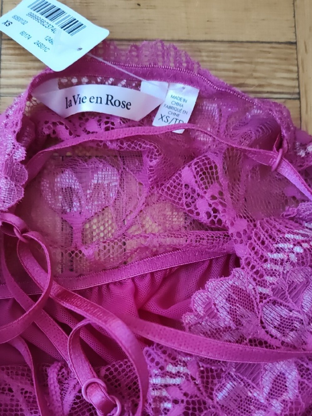 La Vie En Rose Fuchsia Lace-Front Chemise - Picture 2 of 2